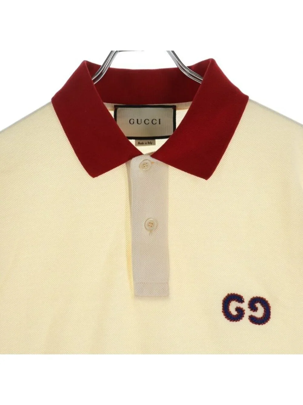 Gucci GG Embroidery S Polo Logo Short Sleeve Shirt Ivory